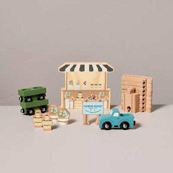 Hearth & Hand Magnolia Toy Farmer's Market Playset 21pc Wood Train Accessory - Picture 3 of 4